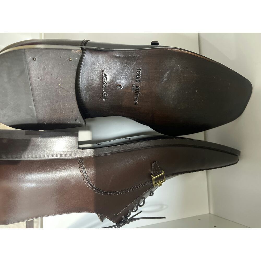 Louis Vuitton Damier Brown Leather Lace-Up Dress Shoes Size 40,5 - Picture 2 of 5